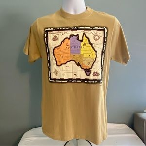 NWT Australia Roo Brand Australia Map Khaki Short Sleeve T Shirt Size S